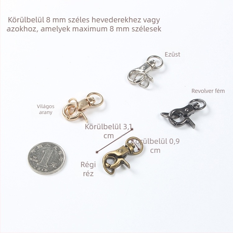Fém homárcsat D-gyűrűvel – táska DIY hardver kiegészítő, termékkód Hywxkkkswwtewk