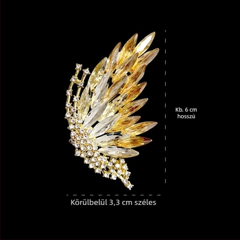 Pillangó kitűző kristály cirkóniummal, természetes stílus, rögzített zár, 2025 tavasz