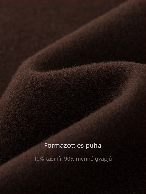 Minimalista Row-stílusú egyrészes köpény kabát gyapjú-kasmírral, aranyszálas hímzéssel