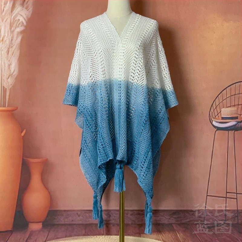 Pamut tie-dye sál retró etnikus mintával, tavasz–ősz, melegen tart