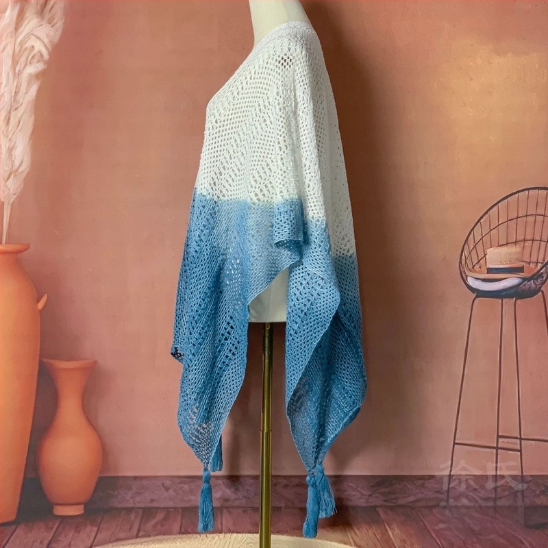 Pamut tie-dye sál retró etnikus mintával, tavasz–ősz, melegen tart