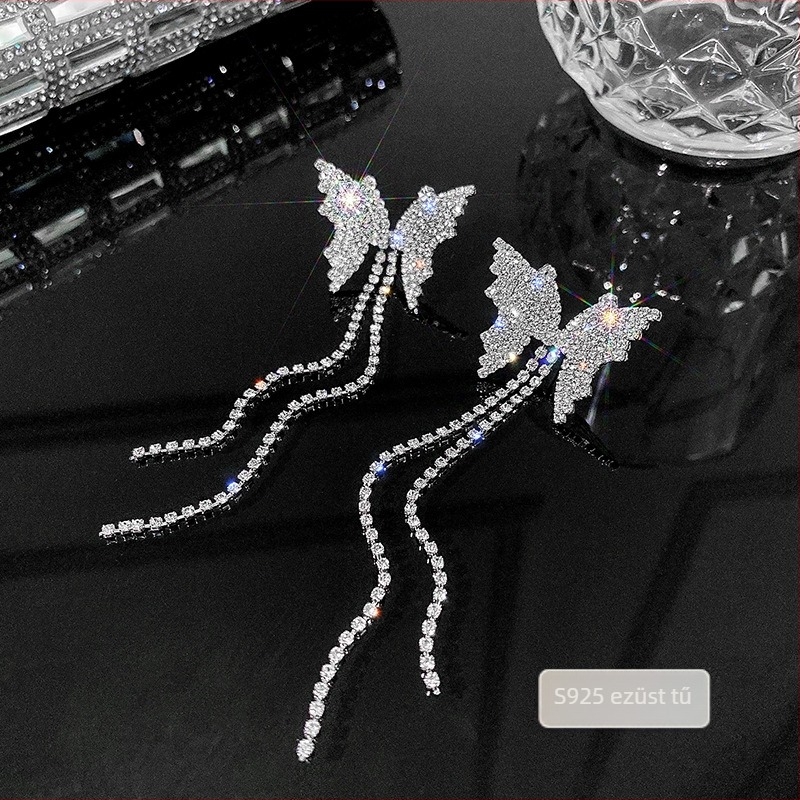 Réz pillangó tassel hosszú minimalista nyaklánc Rhinelet lánccal – Youhong YH394