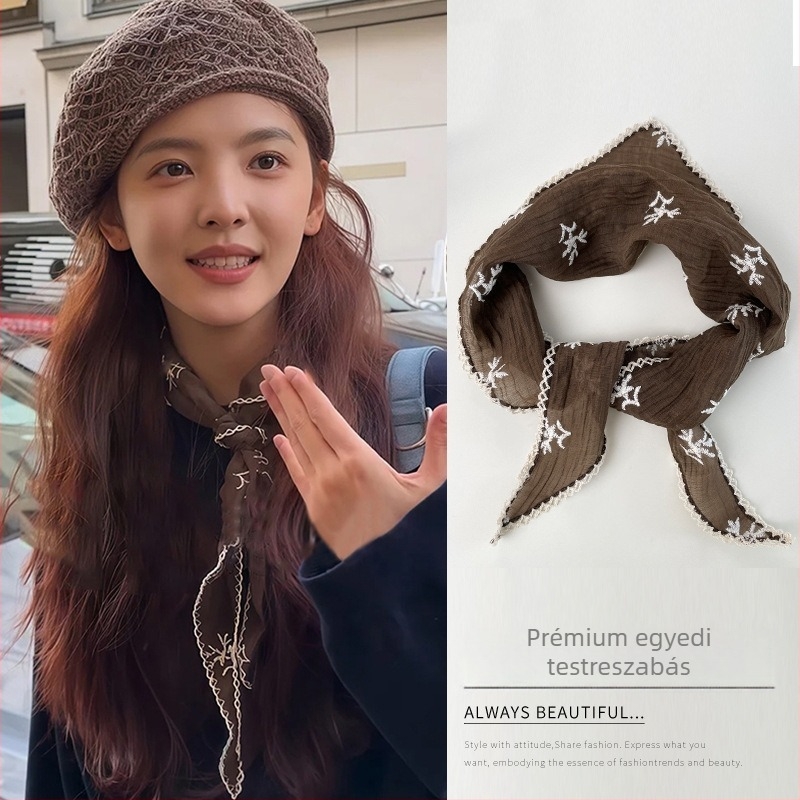 Maillard-stílusú hímzett selyemsál-fejpánt virágmotívummal (A2000-3), testreszabás elérhető