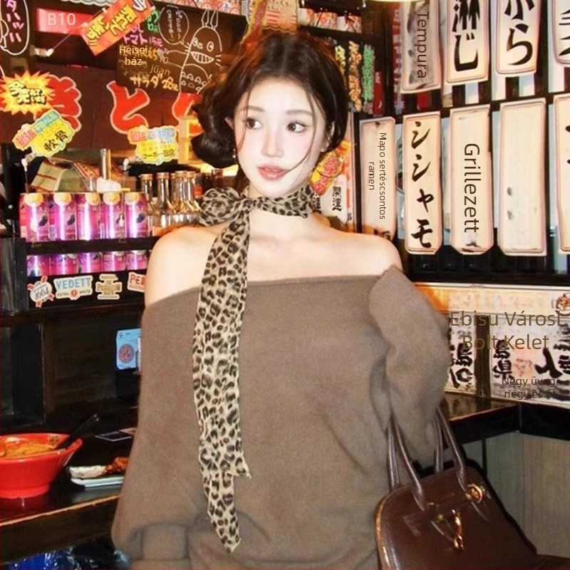 Leopárd mintás nyári vékony sál, warp-knit, nyomtatott kivitel, sokoldalú stílus