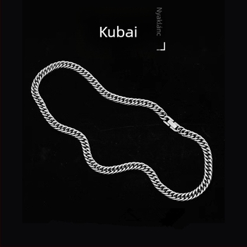 Uniszex Cuban lánc titánacélból, hip-hop stílusú nyaklánc, geometriai dizájn, 51–60 cm