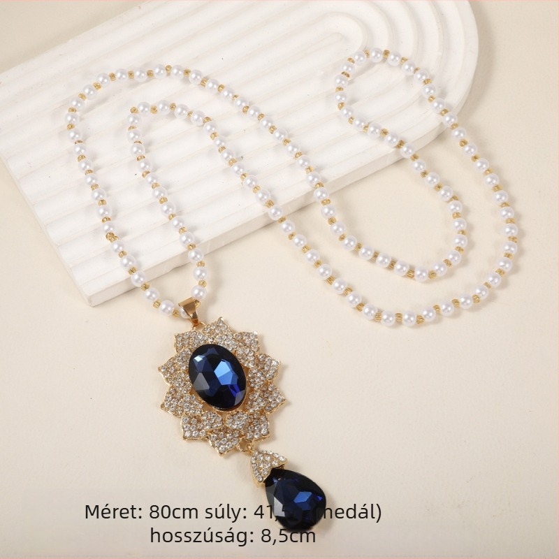 Koreai stílusú geometriás golyólánc pulóvernyaklánc, ötvözet