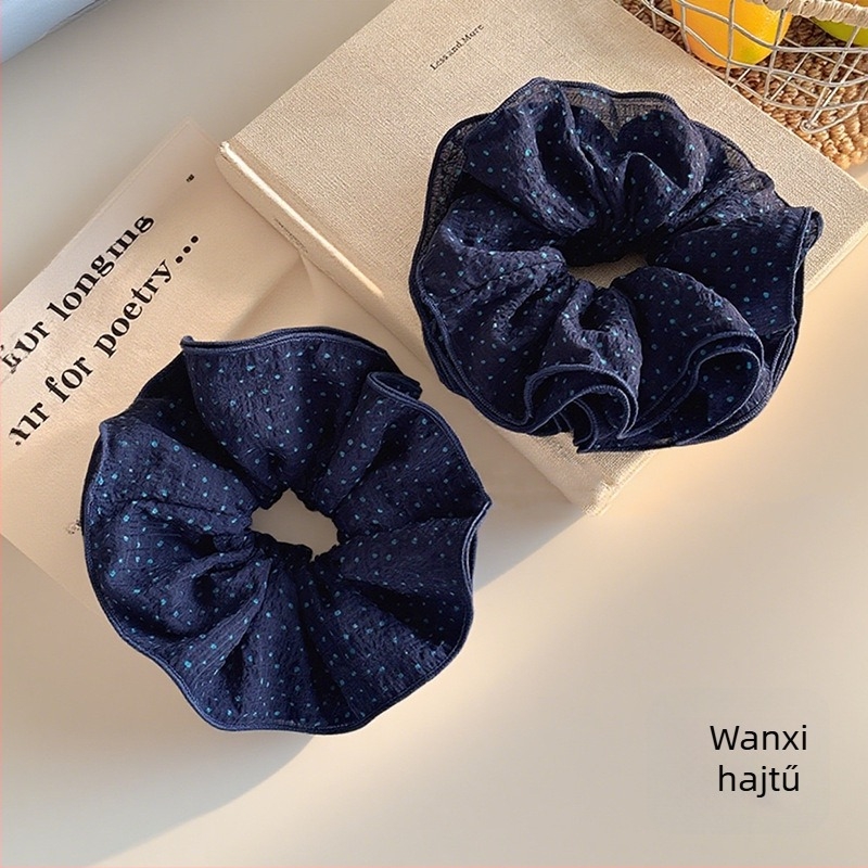 Francia stílusú édes pöttyös hajgumi, elegáns textil hajkiegészítő pliszírozott rész