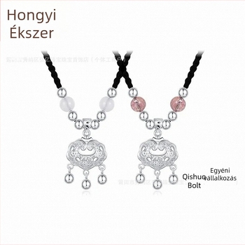Sterling ezüst nyaklánc, kézzel kötött, Hongyi, uniszex, sokoldalú stílus