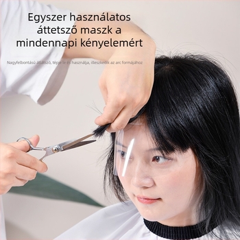 Egyszer használatos átlátszó arcvédő fodrászathoz, PVC; univerzális illeszkedés; lefedi az arcot és a szemeket; közepes vastagság