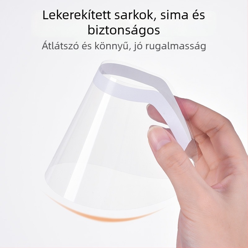 Egyszer használatos átlátszó arcvédő fodrászathoz, PVC; univerzális illeszkedés; lefedi az arcot és a szemeket; közepes vastagság