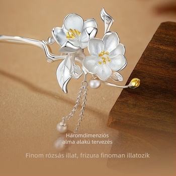 Hajcsat, ezüst, etnikai stílus, virág alakú, Mingjun Jewelry