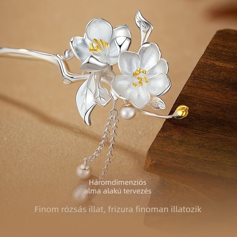 Hajcsat, ezüst, etnikai stílus, virág alakú, Mingjun Jewelry