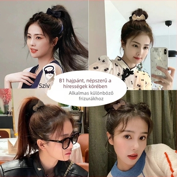Koreai stílusú masnis hajgumi magas copfhoz, szövött, rugalmas és tartós