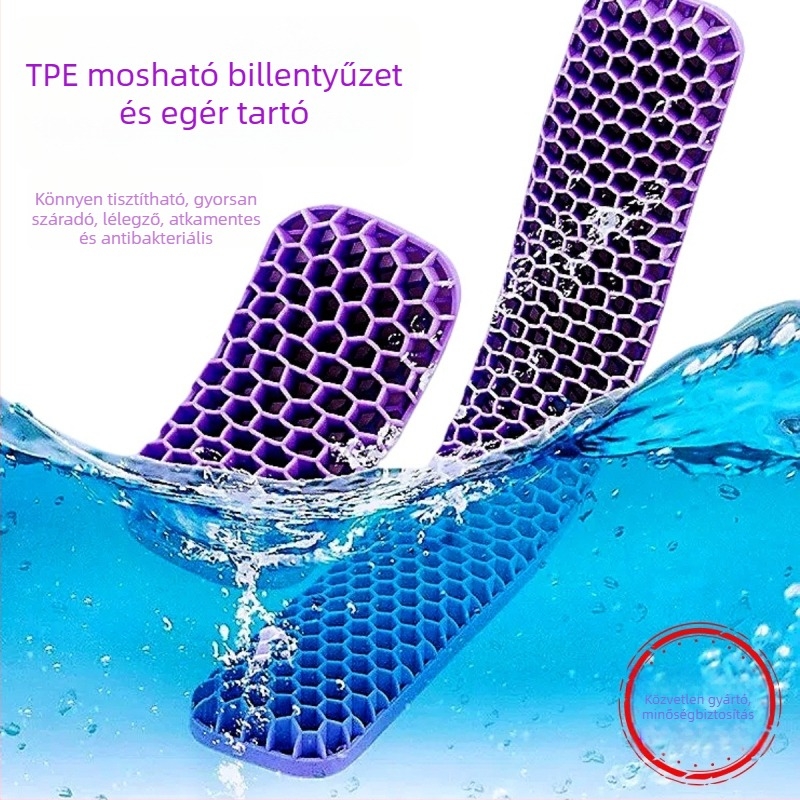 Billentyűzet- és egércsuklótámasz – kettős oldalú TPE párna, üreges dizájn, irodai használatra, vízálló, csúszásmentes, kopásálló, könnyen tisztítható