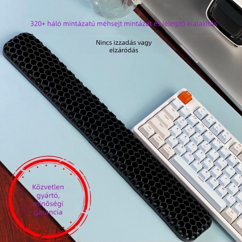 Billentyűzet- és egércsuklótámasz – kettős oldalú TPE párna, üreges dizájn, irodai használatra, vízálló, csúszásmentes, kopásálló, könnyen tisztítható