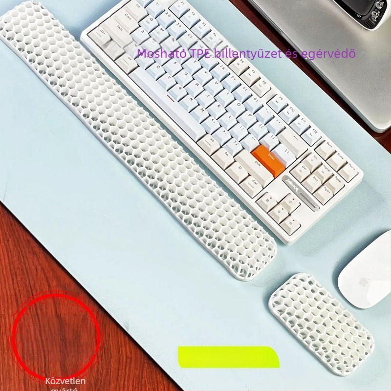 Billentyűzet- és egércsuklótámasz – kettős oldalú TPE párna, üreges dizájn, irodai használatra, vízálló, csúszásmentes, kopásálló, könnyen tisztítható