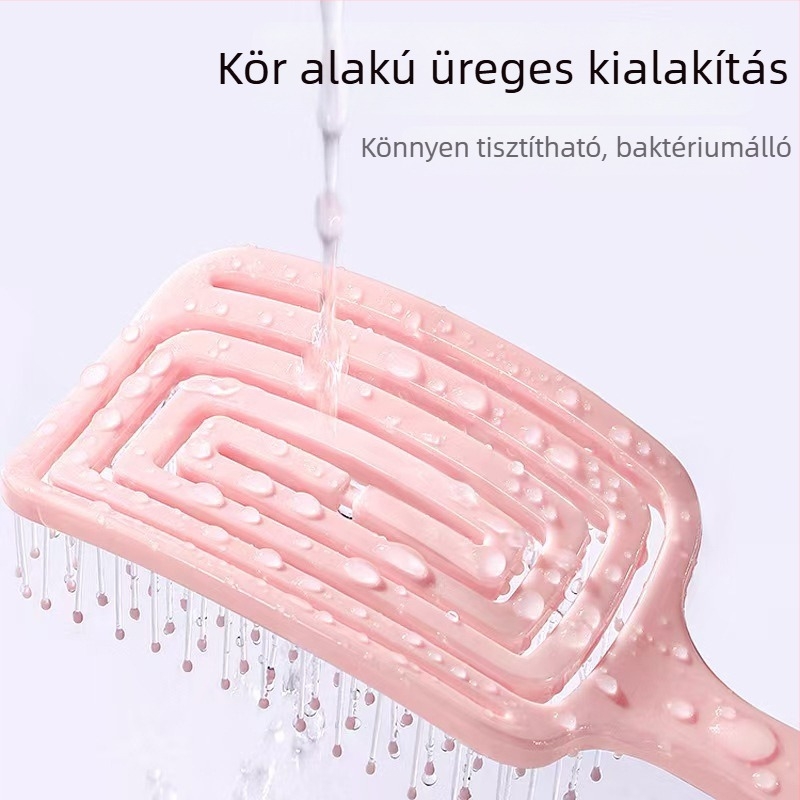 Hajmasszírozó fésű levegő párnával, üreges négyzetes kialakítás, műanyag