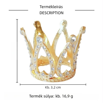 Gyermekeknek mini korona kristály akcentussal – üreges hercegnő korona dekorációhoz, ötvözet, retro stílus, uniszex, elektroplattázás