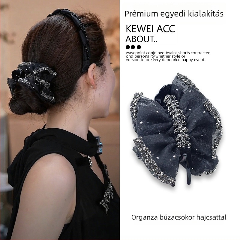 Meatball Clip Organza Wheat-Ball dizájn hajcsat, kézzel készített, 2025 nyár, friss és édes stílus, kevert anyagok