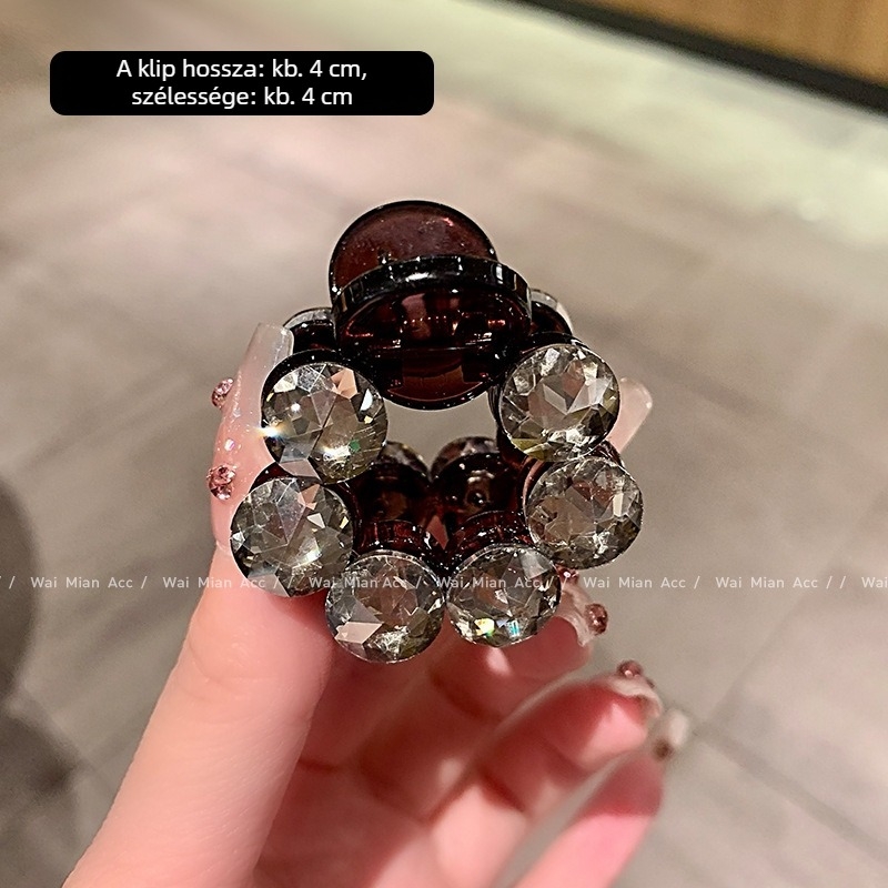 Kézzel készült akril rhinestone hajcsat, copf rögzítő csipesz, női fejfedő kiegészítő, japán-koreai stílus