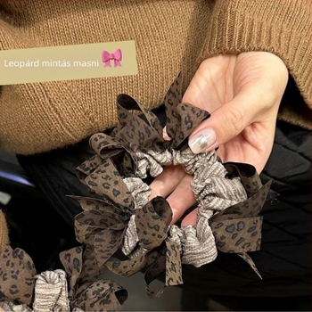 Kézzel készített hajgumi leopárd mintával, koreai stílus, rugalmas, kontyhoz