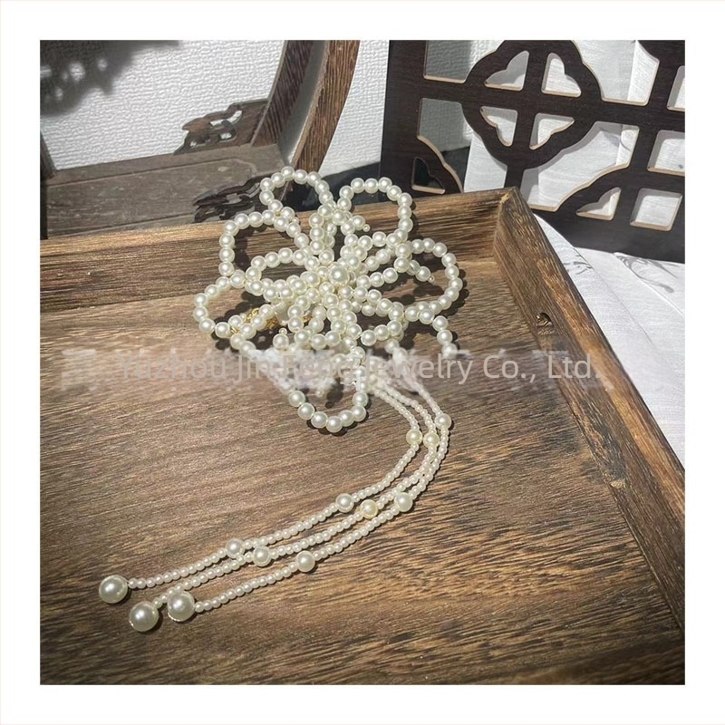 Kézzel készített fejfedő mesterséges gyöngyökkel, Ball Head stílusú hajfedő, Duckbill csattal, retro nemzeti stílus