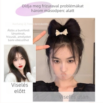 Konty paróka csatolható masnival, hőálló huzal, középhosszú, koreai stílus