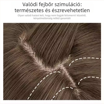 Hosszú göndör paróka fejkendővel, természetes megjelenés, fehérje szálból, nem festhető és nem permelhető