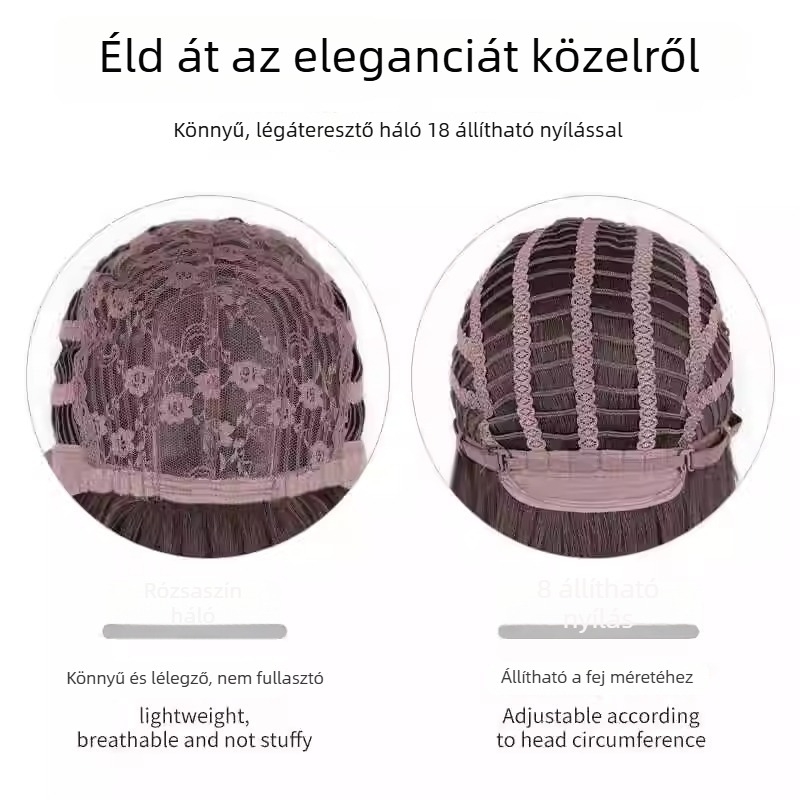 Hosszú göndör paróka fejkendővel, természetes megjelenés, fehérje szálból, nem festhető és nem permelhető