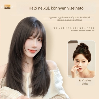 Női teljes paróka — hosszú egyenes haj, hőálló szintetikus szálak, egyenes tincs, mechanikus felépítés