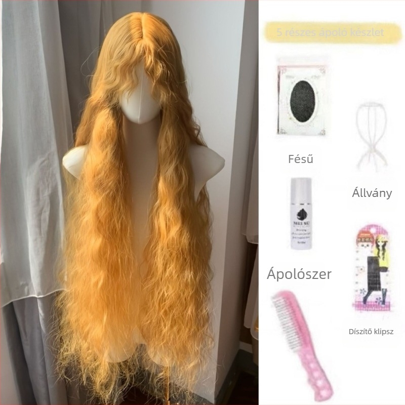 Paróka: hosszú göndör haj, hosszú frufru; Anyag: hőálló rost; Stílus: egzotikus; Nőknek