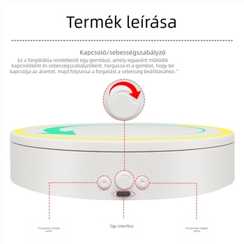 Fotózáshoz és élő közvetítéshez készült elektromos forgó kijelzőasztal, ABS kivitel, modell MTxDGL-DGEL, teherbírás 5 kg