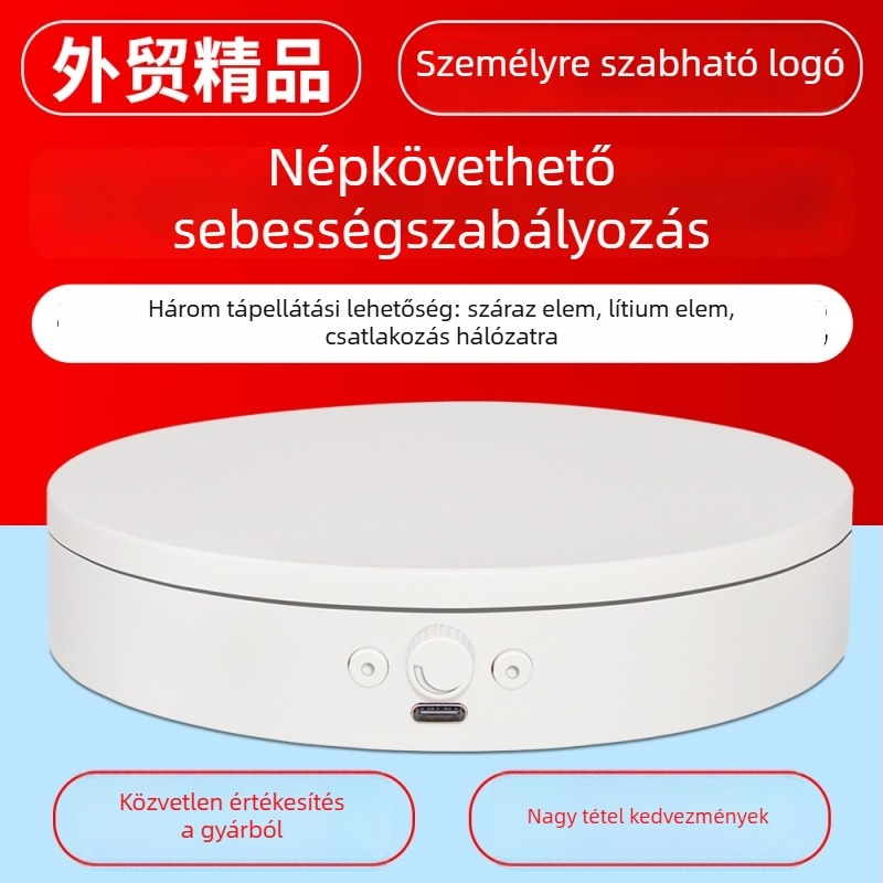 Fotózáshoz és élő közvetítéshez készült elektromos forgó kijelzőasztal, ABS kivitel, modell MTxDGL-DGEL, teherbírás 5 kg