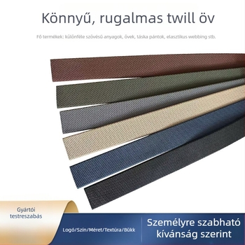 Rugalmas twill öv, szövött pánttal, ötvözet csat, 2–4 cm széles, poliészter rost