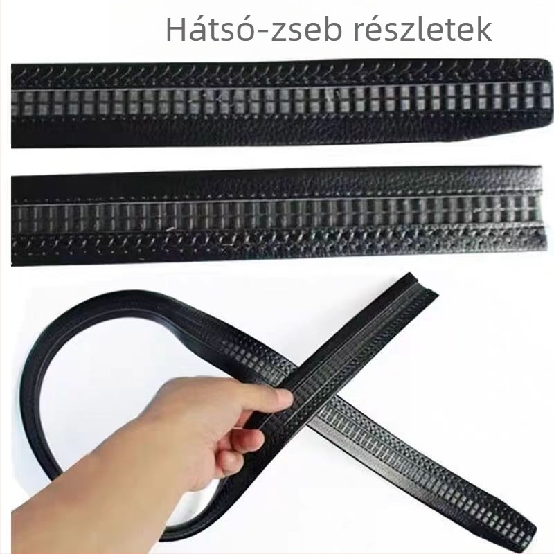 Férfi bőr öv kártyatartó rekeszekkel, automata csattal, domborított felület, 2-4 cm szélesség