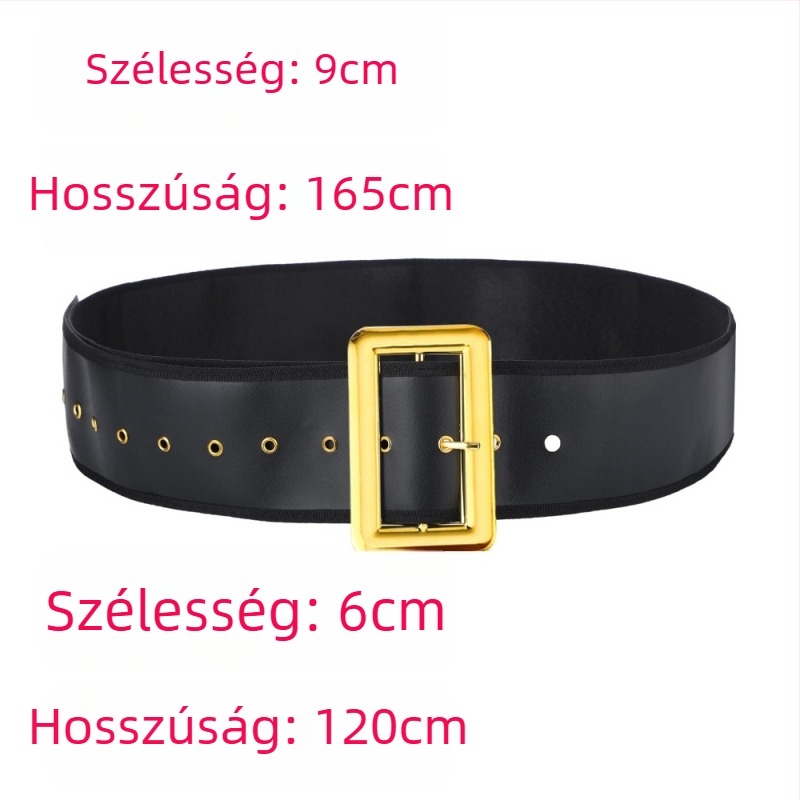 Nagy, extra széles Mikulás öv, arany karácsonyi cosplay kiegészítő