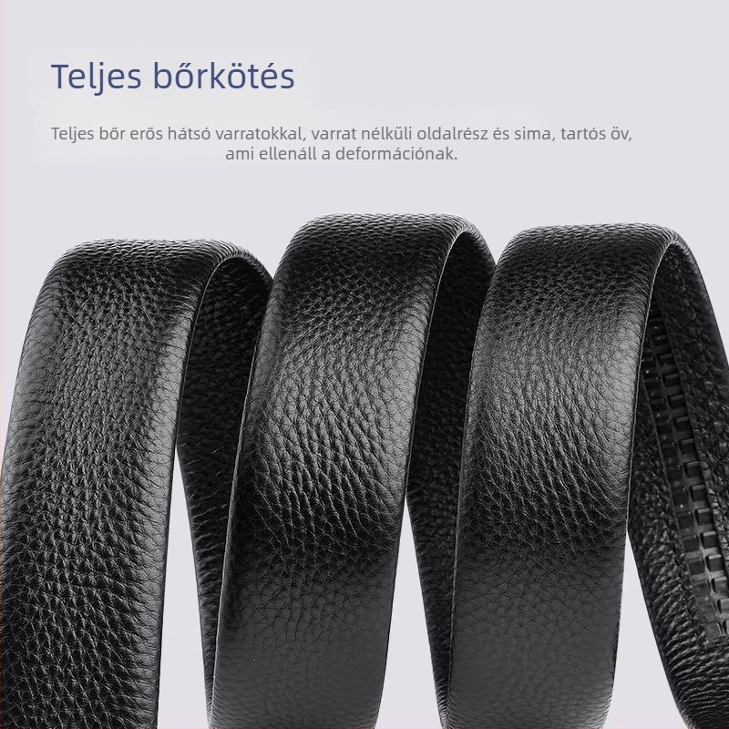 Férfiaknak szánt valódi bőrből készült öv, top-grain marhabőr, szélesség 2-4 cm, automata csattal, kézzel varrt.