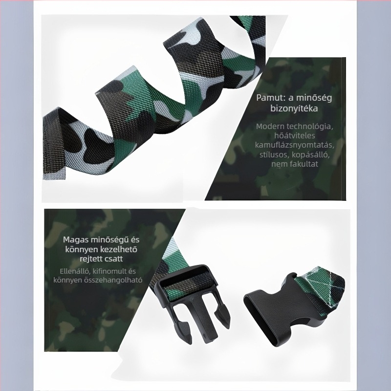 Iskolások számára készült katonai edzésöv — nejlon, műanyag csat, csatos zárás, Jacquard szövés, szélesség 2-4 cm