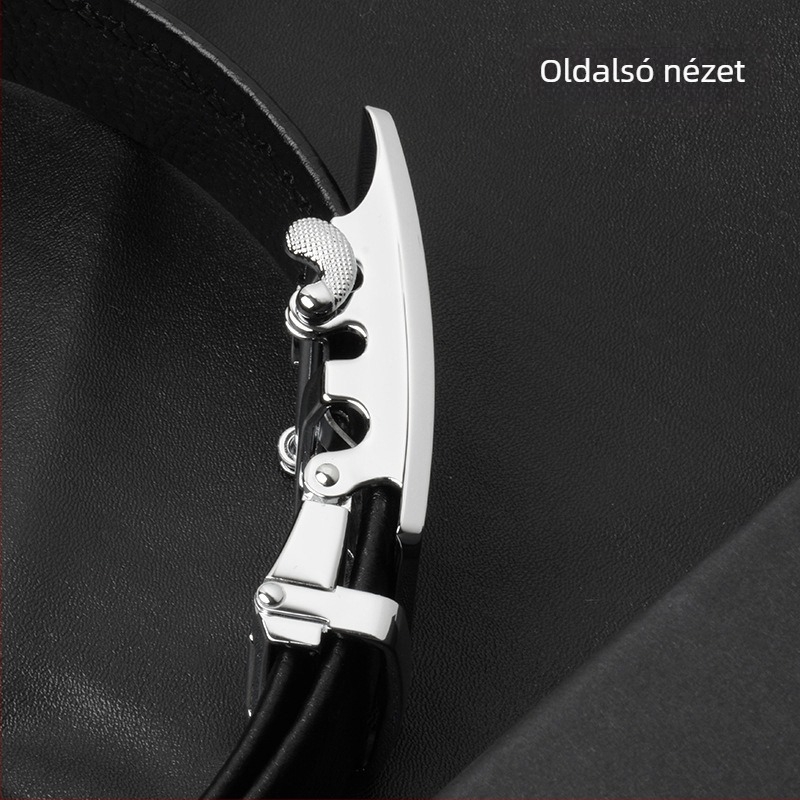 Férfi formális bőrszíj – Valódi bőr, Első réteg marhabőrből, Ötvözet csattal, Automata zár, Szélesség 2–4 cm