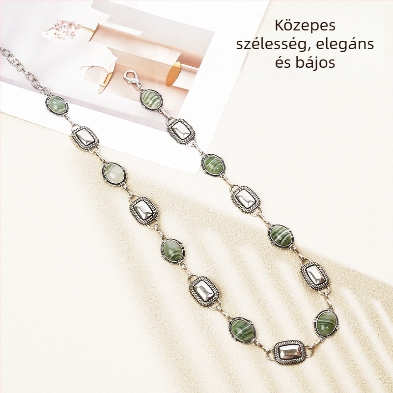 Bohemi stílusú deréklánc, fém, szélesség 2.3 cm, uniszex
