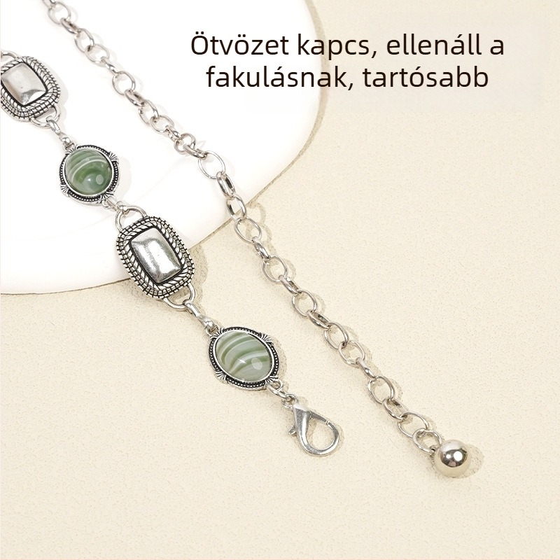 Bohemi stílusú deréklánc, fém, szélesség 2.3 cm, uniszex