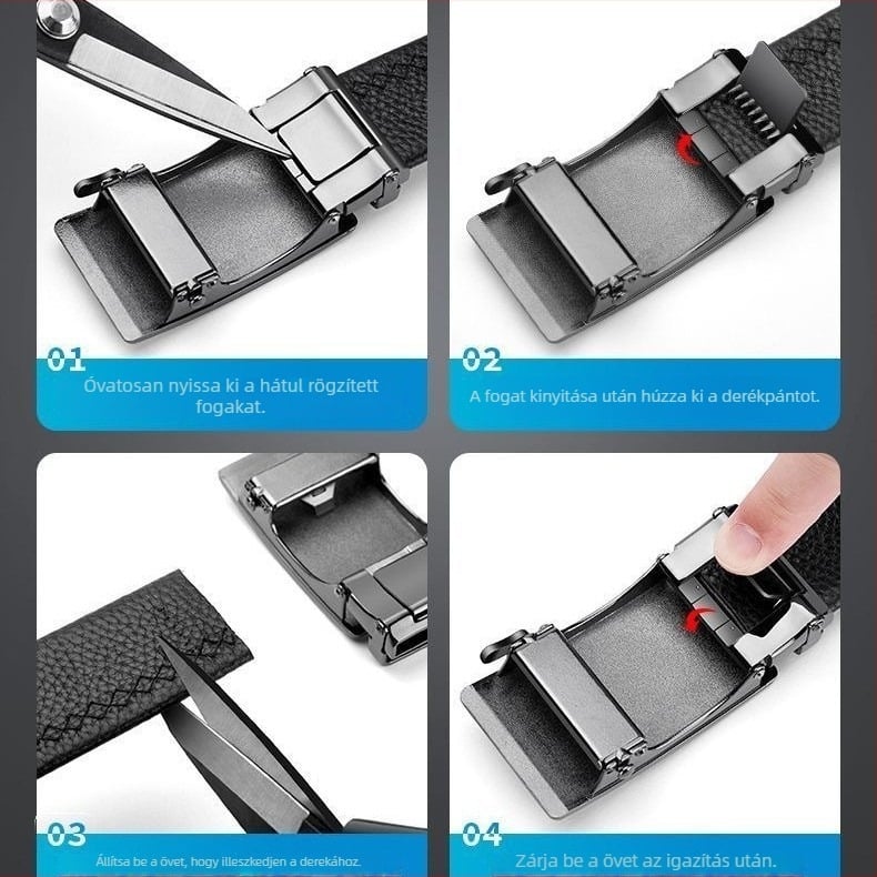 Férfiak számára automata övcsat alumínium ötvözetből, téglalap alakú, mágneses zárás, üzleti stílus