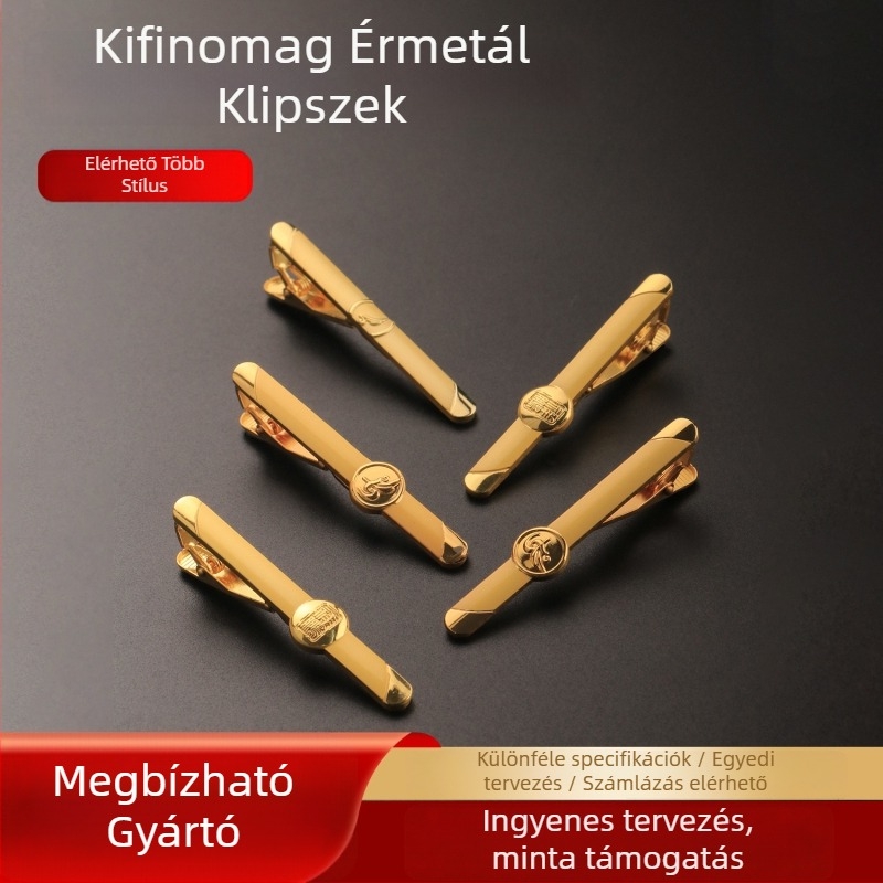 Csokornyakkendő-klipsz – személyre szabott gravírozott fémből készült klipsz inghez és nyakkendőhöz, minimalist stílus, univerzális használat, egyenként csomagolt PP zacskóban