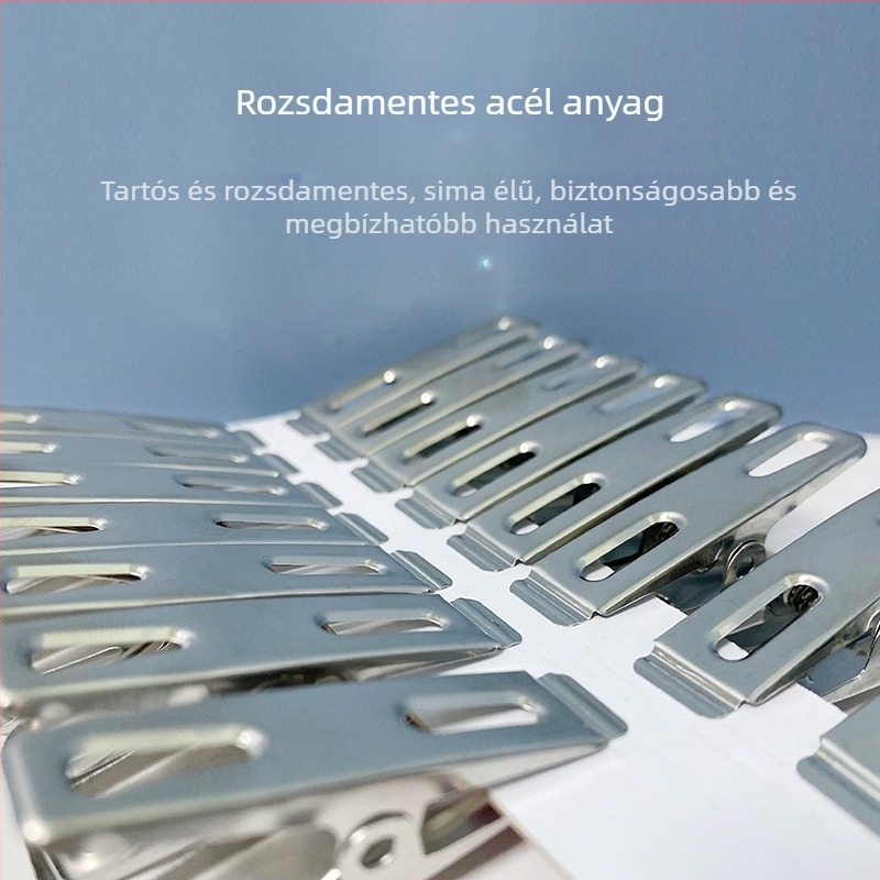 Rozsdamentes acélból készült ruhaszárító klipsz – erős, szélálló, quilthez, fehérneműhöz, nadrághoz, zoknikhoz és inghez; csomagolás 300 darab