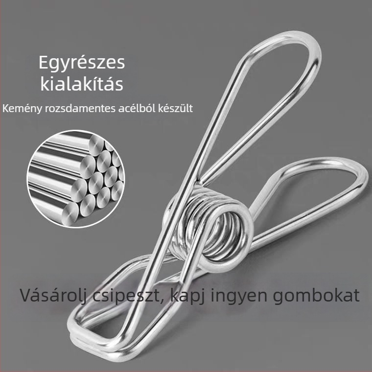 Rozsdamentes acél ruhaszárító csipeszek, 4 darabos készlet, Modell 11, nem hajtogatható, modern minimalist stílus
