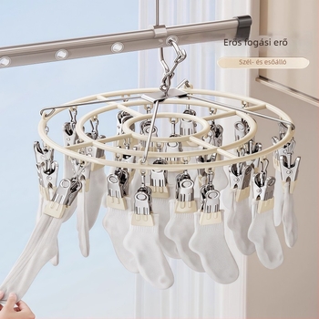 Rozsdamentes acélból készült ruhaszárító, 23 klipekkel, kör alakú, modern kialakítás, ruhákhoz, nadrágokhoz és nyakkendőkhöz