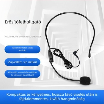 Fejhallgatós mikrofon beépített erősítővel, vezetékes idegenvezető-mikrofon osztályterembe — beépített akkumulátor, üzemidő >12h, Bluetooth 1.1, SNR <60 dB