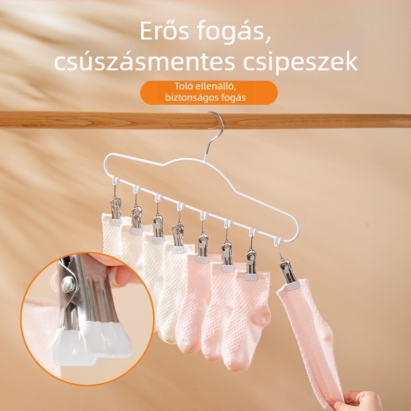 Alumínium ötvözetű ruhaszárító, több csipesszel, erkélyre tervezve, modern, egyszerű stílusú, fehérnemű és babazoknik számára