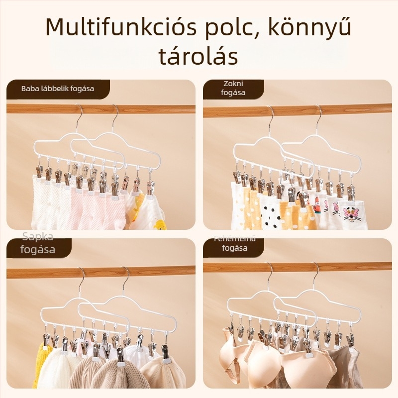 Alumínium ötvözetű ruhaszárító, több csipesszel, erkélyre tervezve, modern, egyszerű stílusú, fehérnemű és babazoknik számára