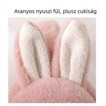 Gyerekeknek szóló fülvédő, nyuszis mintával, összecsukható, akril/műszőrme anyagból, meleg és szélálló, téli–őszi szezonra